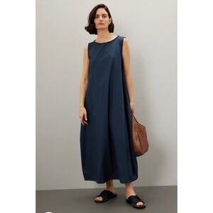 LABO ART Abito Dress Sleeveless Maxi Dress Navy Blue A-Line Cotton Sz 4 US